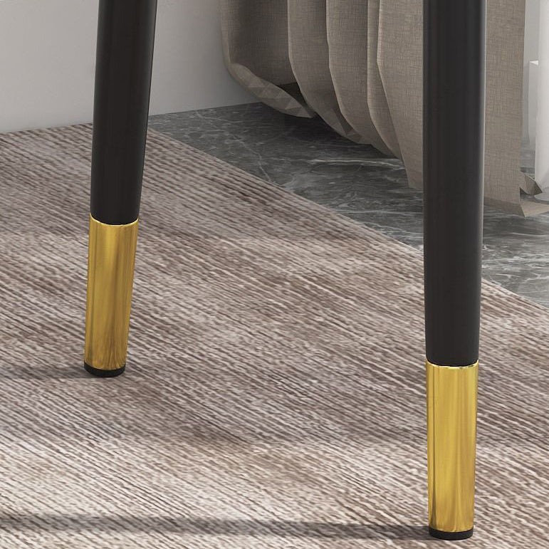 Glam Leather Dining Chair Parsons Chair with Steel Legs in Matte Finish for Home