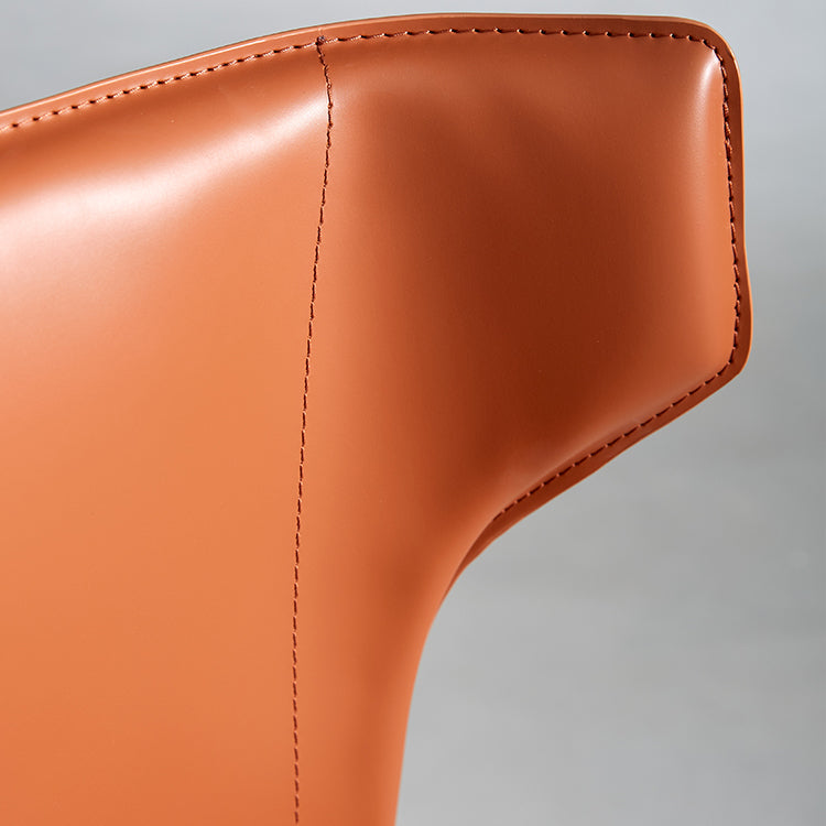 Contemporary Leather Dining Chair Wingback Side Chair in Matte Finish for Kitchen