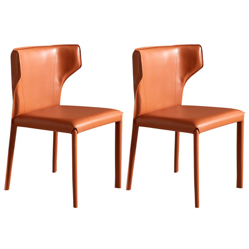 Contemporary Leather Dining Chair Wingback Side Chair in Matte Finish for Kitchen