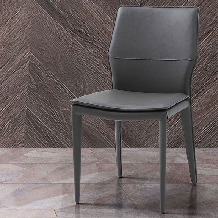 Contemporary Metal Dining Room Chair Armless Leather Dining Chairs for Home Use
