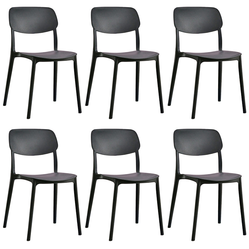 Scandinavian Stackable Armless Dining Chairs Plastic Open Back Dining Side Chair