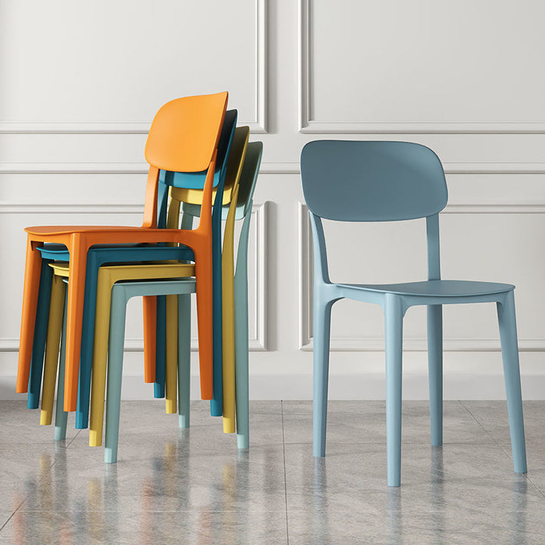 Scandinavian Stackable Armless Dining Chairs Plastic Open Back Dining Side Chair