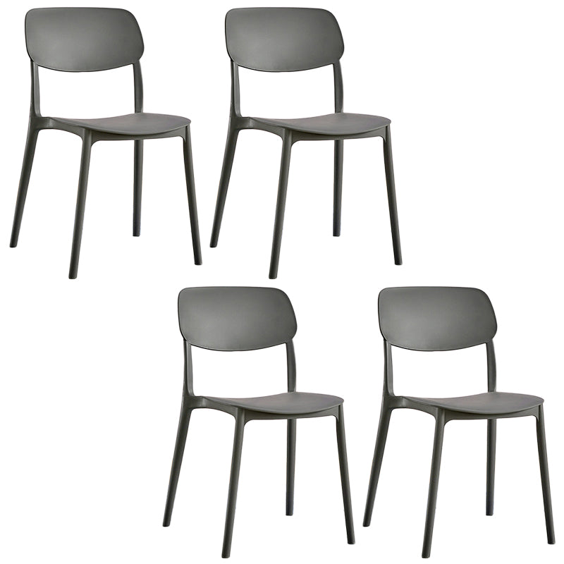 Scandinavian Stackable Armless Dining Chairs Plastic Open Back Dining Side Chair