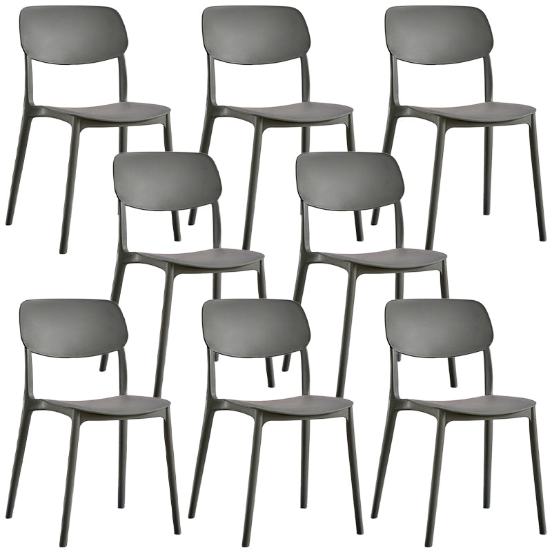 Scandinavian Stackable Armless Dining Chairs Plastic Open Back Dining Side Chair