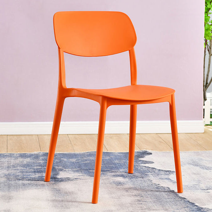 Scandinavian Stackable Armless Dining Chairs Plastic Open Back Dining Side Chair