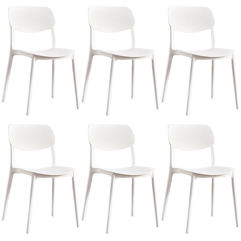 Scandinavian Stackable Armless Dining Chairs Plastic Open Back Dining Side Chair