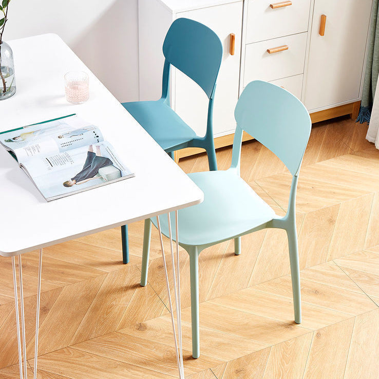 Scandinavian Stackable Armless Dining Chairs Plastic Open Back Dining Side Chair