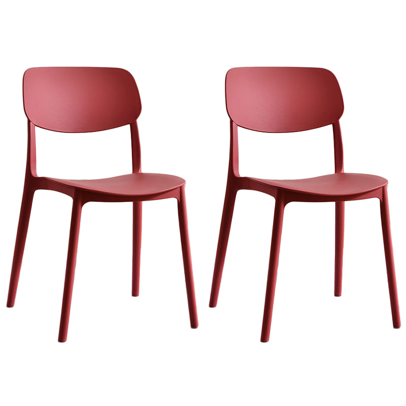 Scandinavian Stackable Armless Dining Chairs Plastic Open Back Dining Side Chair