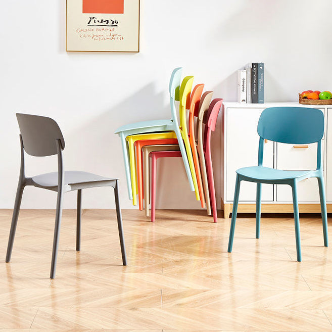 Scandinavian Stackable Armless Dining Chairs Plastic Open Back Dining Side Chair
