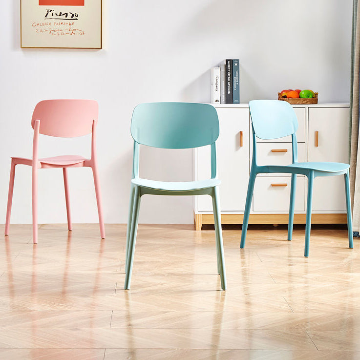 Scandinavian Stackable Armless Dining Chairs Plastic Open Back Dining Side Chair