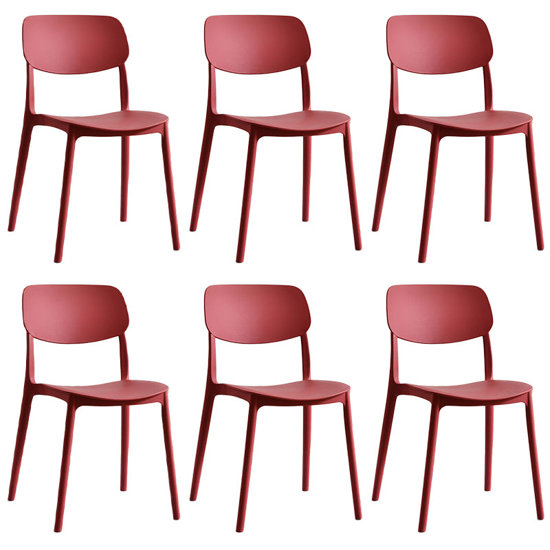 Scandinavian Stackable Armless Dining Chairs Plastic Open Back Dining Side Chair