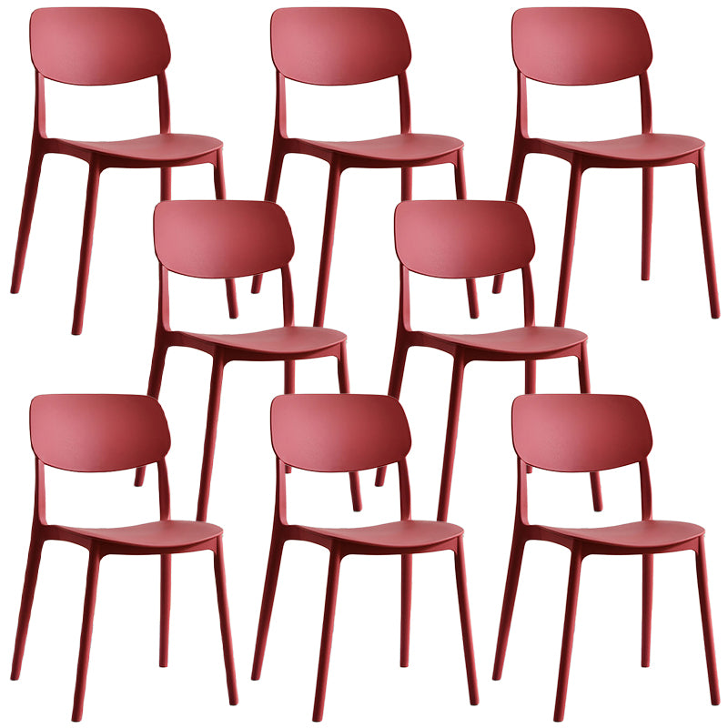 Scandinavian Stackable Armless Dining Chairs Plastic Open Back Dining Side Chair