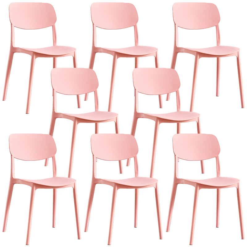 Scandinavian Stackable Armless Dining Chairs Plastic Open Back Dining Side Chair