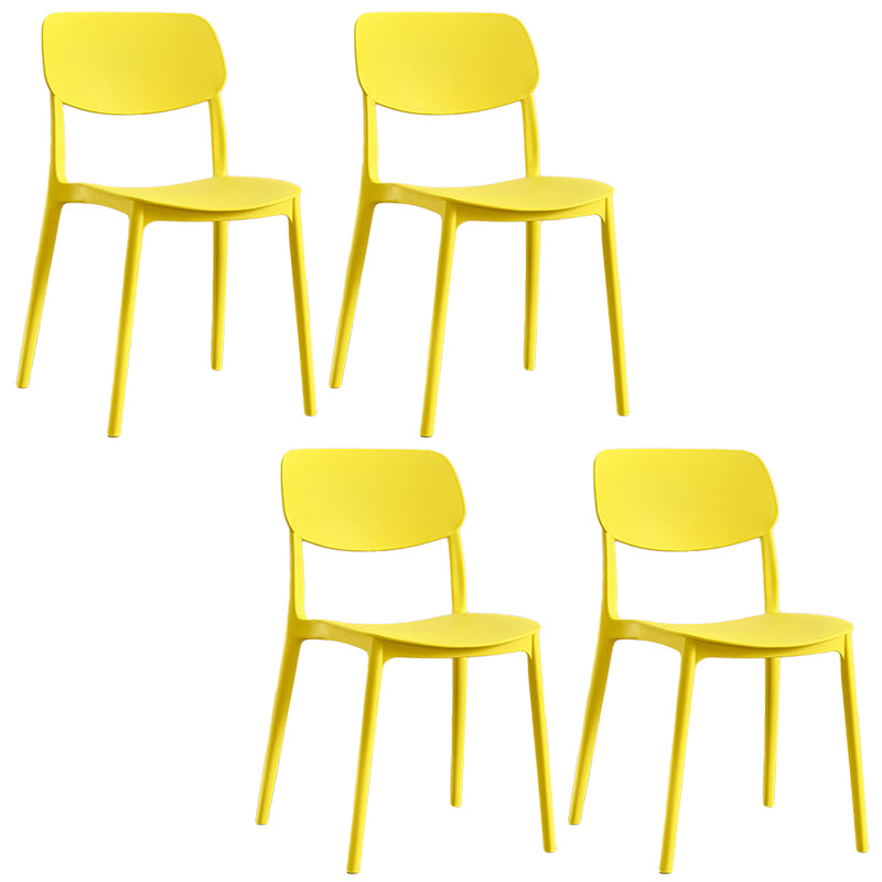 Scandinavian Stackable Armless Dining Chairs Plastic Open Back Dining Side Chair