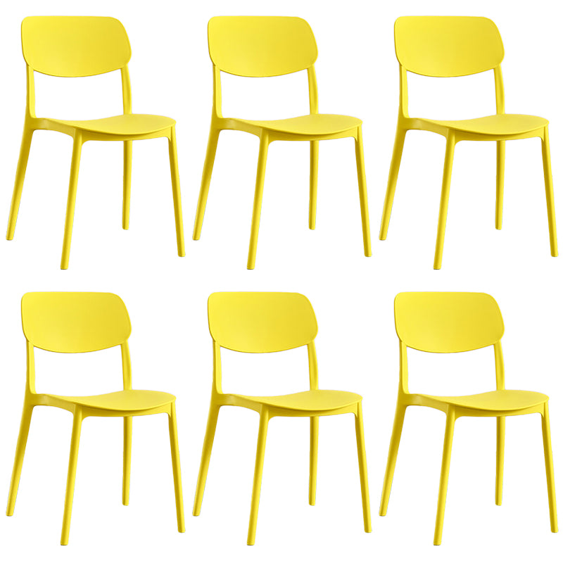Scandinavian Stackable Armless Dining Chairs Plastic Open Back Dining Side Chair