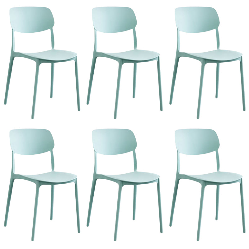 Scandinavian Stackable Armless Dining Chairs Plastic Open Back Dining Side Chair