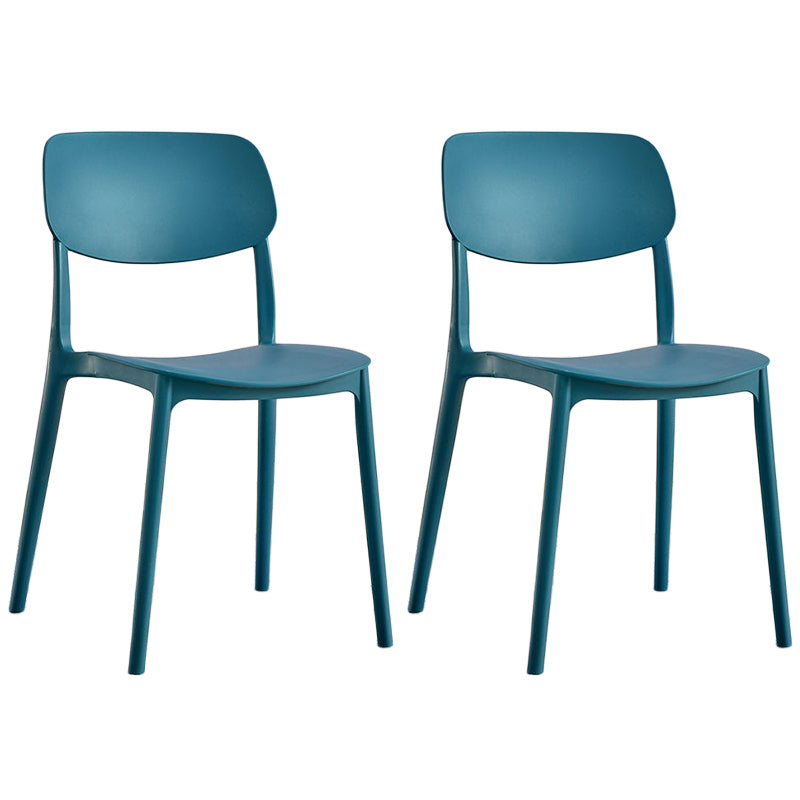 Scandinavian Stackable Armless Dining Chairs Plastic Open Back Dining Side Chair