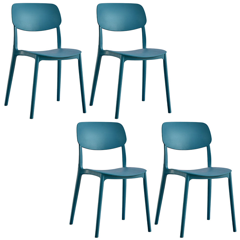Scandinavian Stackable Armless Dining Chairs Plastic Open Back Dining Side Chair