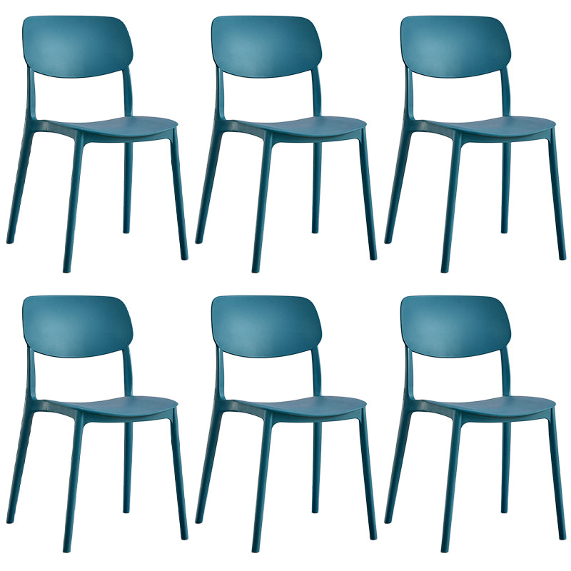 Scandinavian Stackable Armless Dining Chairs Plastic Open Back Dining Side Chair