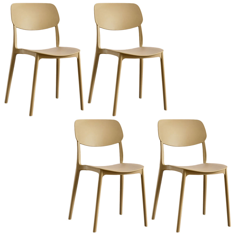 Scandinavian Stackable Armless Dining Chairs Plastic Open Back Dining Side Chair