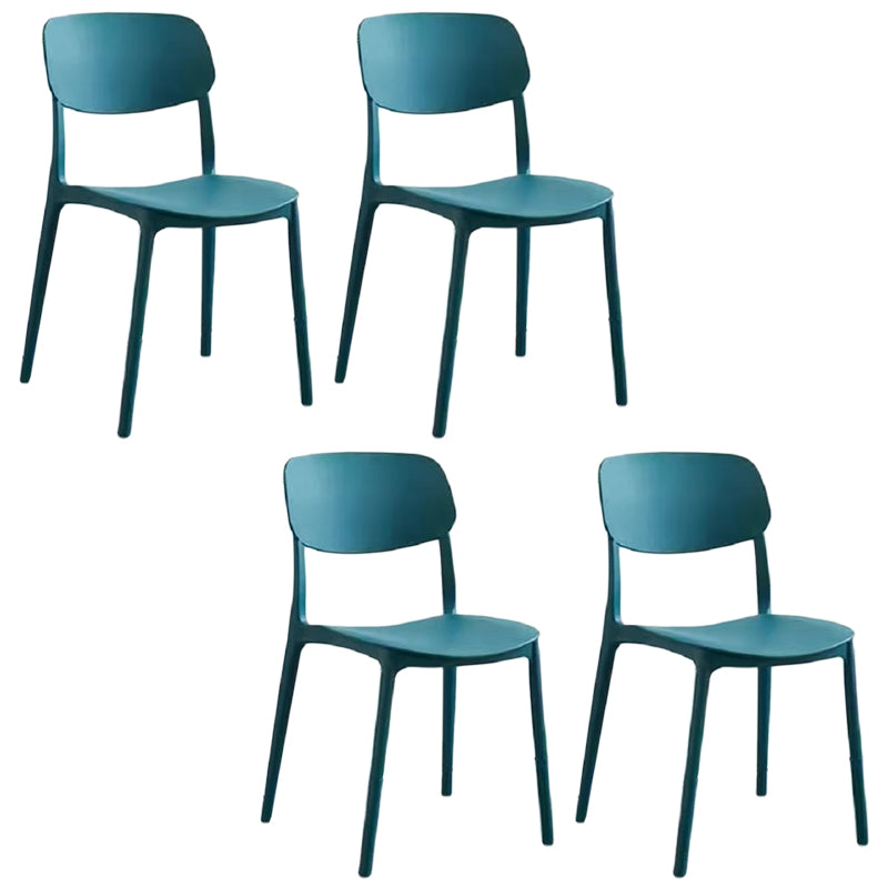 Scandinavian Stackable Armless Dining Chairs Plastic Open Back Dining Side Chair