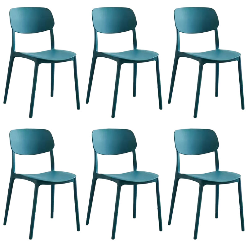 Scandinavian Stackable Armless Dining Chairs Plastic Open Back Dining Side Chair