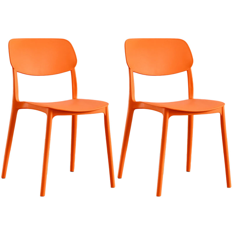 Scandinavian Stackable Armless Dining Chairs Plastic Open Back Dining Side Chair