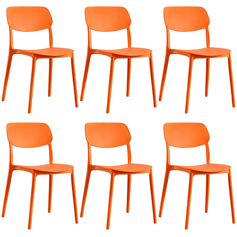Scandinavian Stackable Armless Dining Chairs Plastic Open Back Dining Side Chair