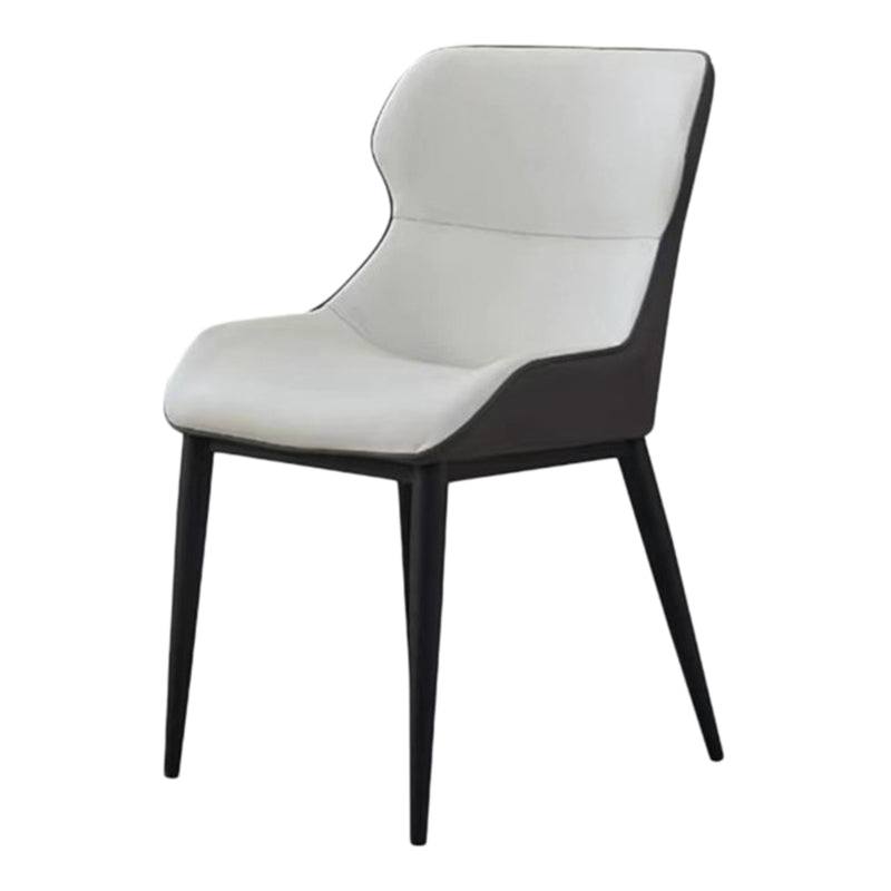 Modern Faux Leather Dining Chairs Black Metal Legs Armless Dining Accent Chair