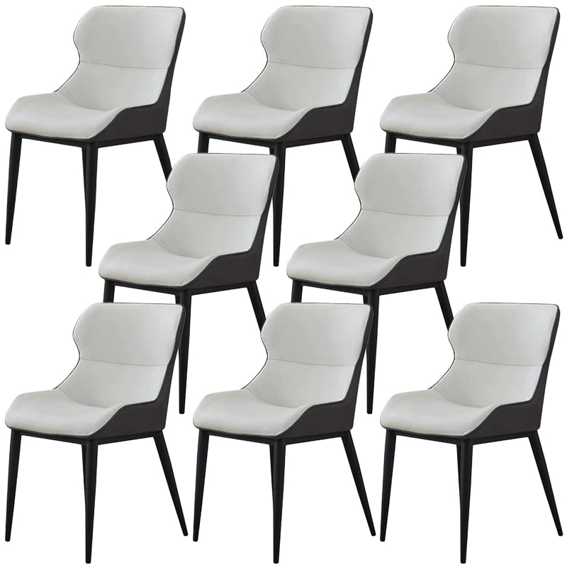 Modern Faux Leather Dining Chairs Black Metal Legs Armless Dining Accent Chair