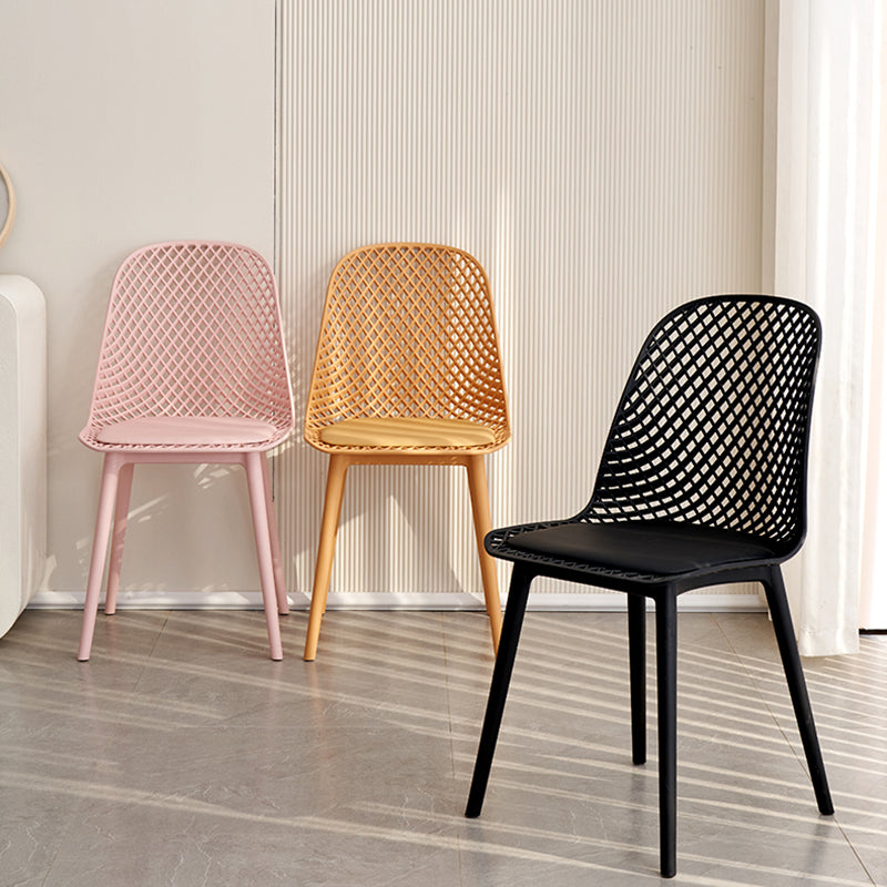 Contemporary Style Dining Chairs Armless Chairs with Plastic Legs for Home