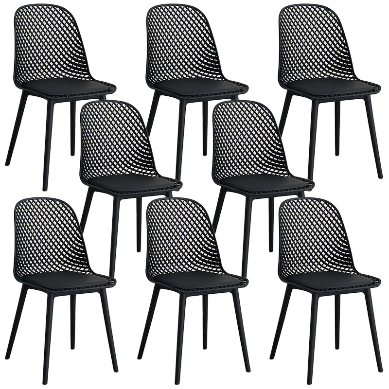 Contemporary Style Dining Chairs Armless Chairs with Plastic Legs for Home