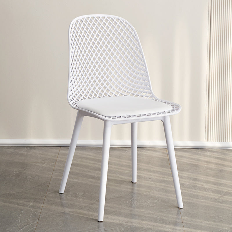 Contemporary Style Dining Chairs Armless Chairs with Plastic Legs for Home