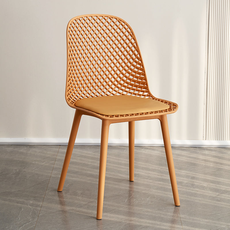 Contemporary Style Dining Chairs Armless Chairs with Plastic Legs for Home