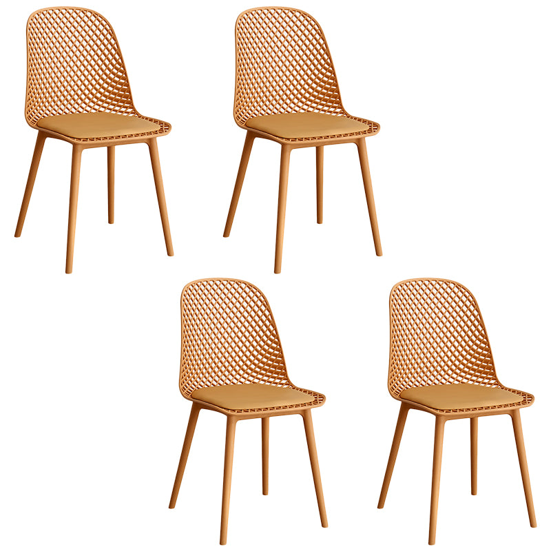 Contemporary Style Dining Chairs Armless Chairs with Plastic Legs for Home