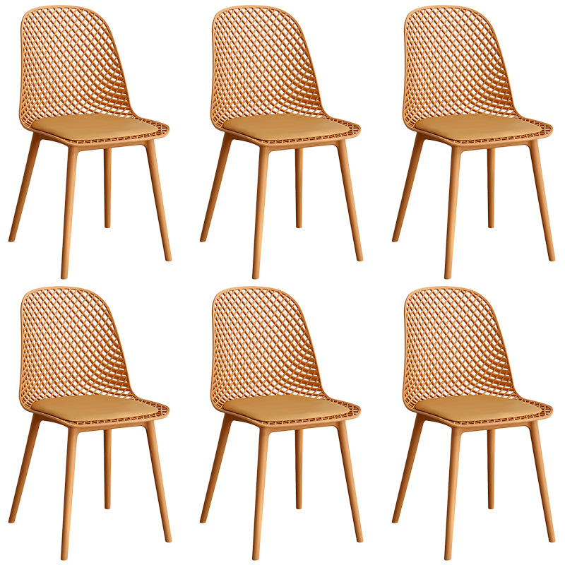Contemporary Style Dining Chairs Armless Chairs with Plastic Legs for Home