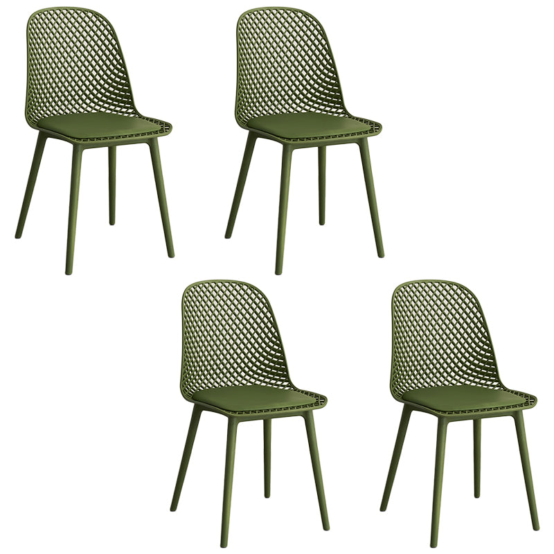 Contemporary Style Dining Chairs Armless Chairs with Plastic Legs for Home