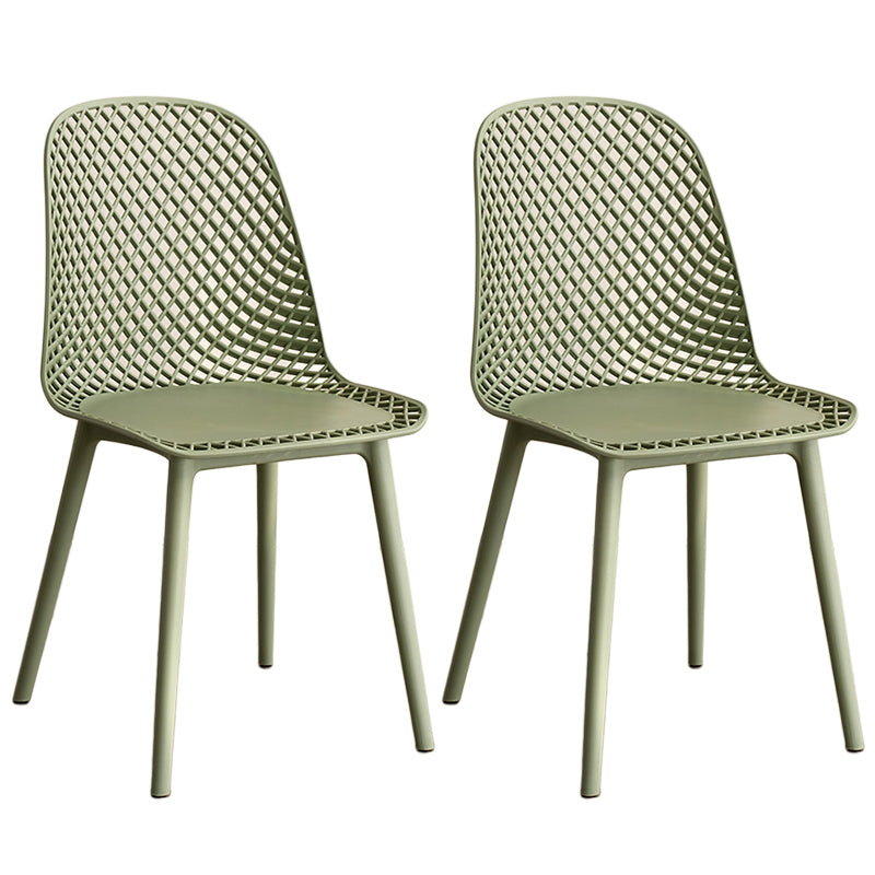Contemporary Style Dining Chairs Armless Chairs with Plastic Legs for Home
