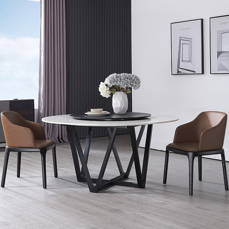 Brown Contemporary Dining Accent Chair Black Oak Wood Legs Dining Chair