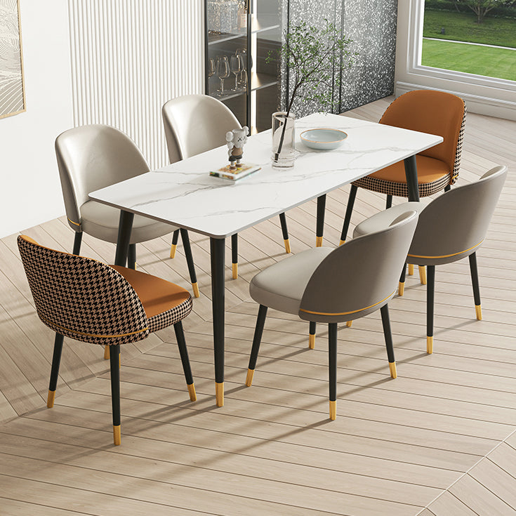 Glam Armless Dining Chairs Faux Leather Home Dining Side Chair