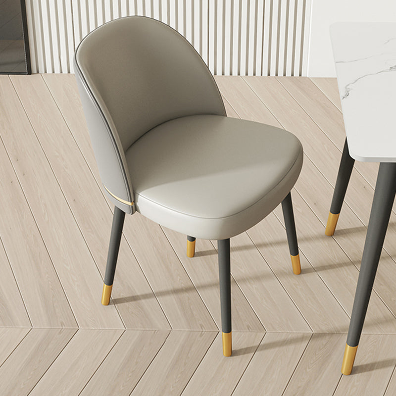 Glam Armless Dining Chairs Faux Leather Home Dining Side Chair