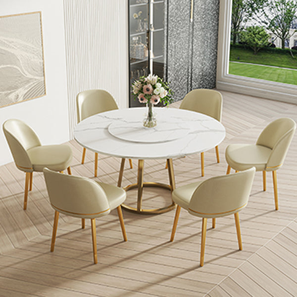 Glam Armless Dining Chairs Faux Leather Home Dining Side Chair