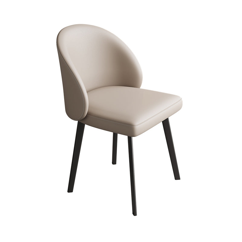 Modern Armless Dining Chairs Black Solid Wood and Metal Frame Side Chair