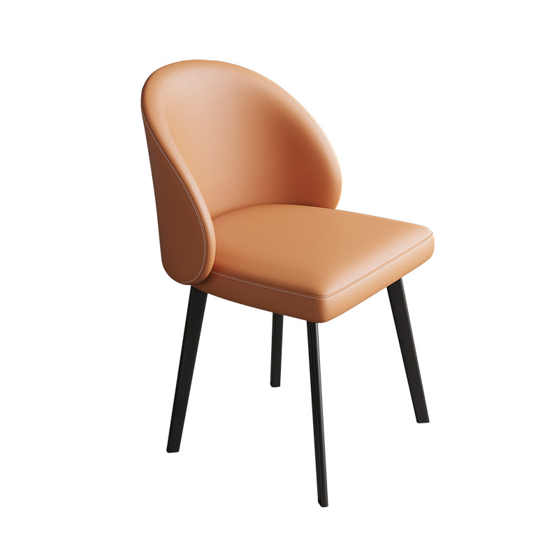 Modern Armless Dining Chairs Black Solid Wood and Metal Frame Side Chair