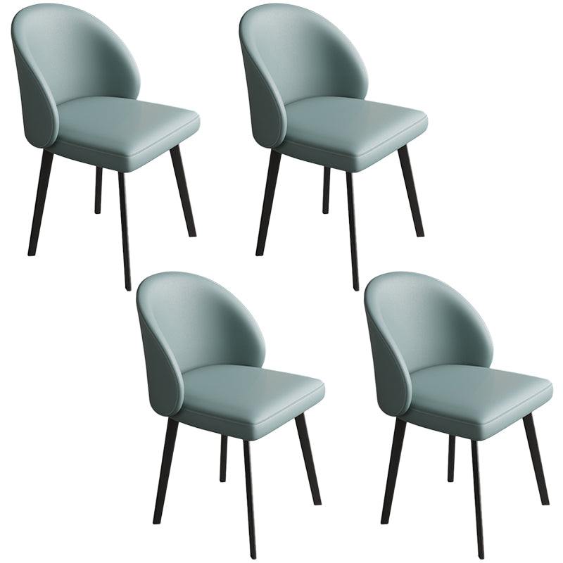 Modern Armless Dining Chairs Black Solid Wood and Metal Frame Side Chair