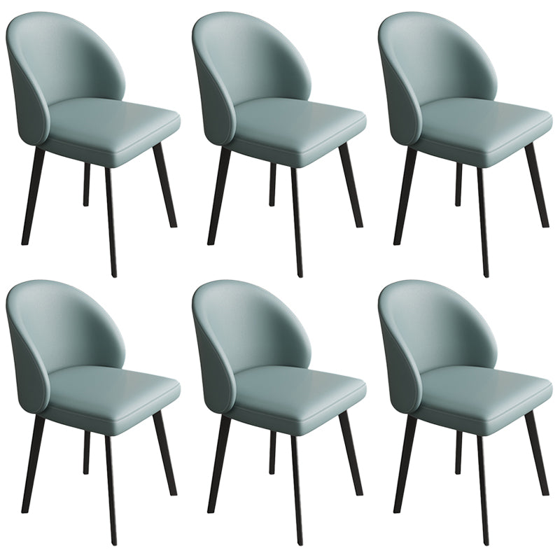 Modern Armless Dining Chairs Black Solid Wood and Metal Frame Side Chair