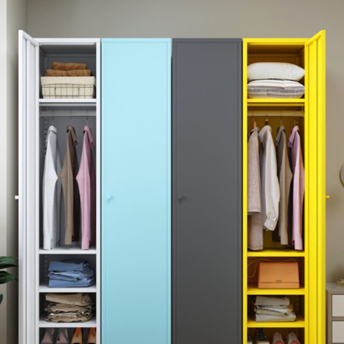 Steel Contemporary Wardrobe Armoire With Legs Hinged Storage Cabinet