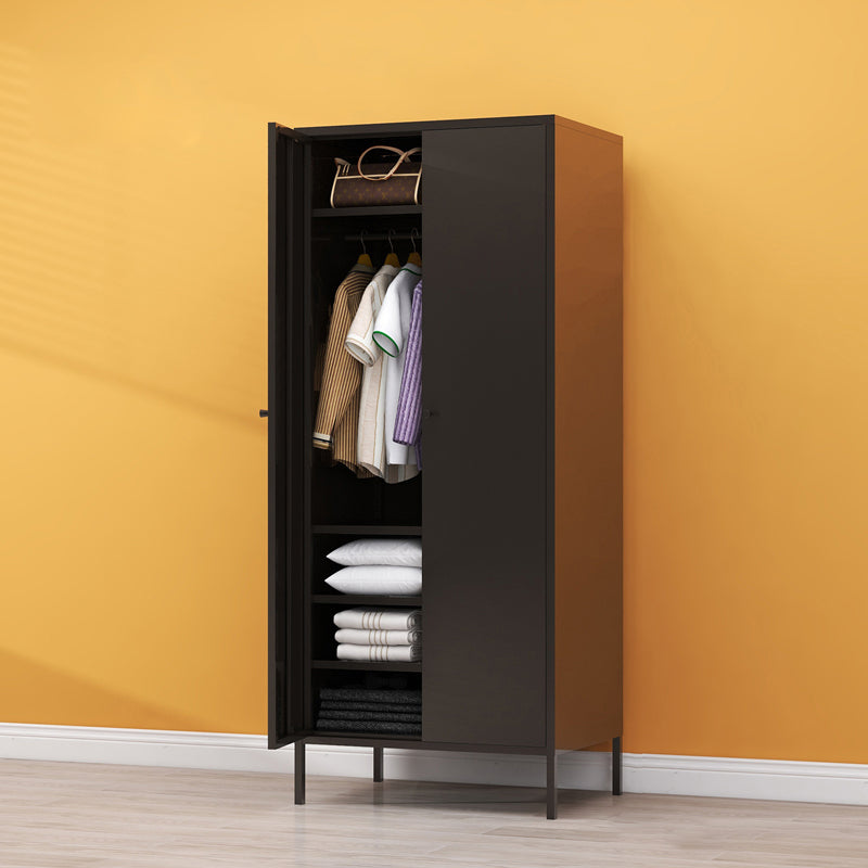 Steel Contemporary Wardrobe Armoire With Legs Hinged Storage Cabinet