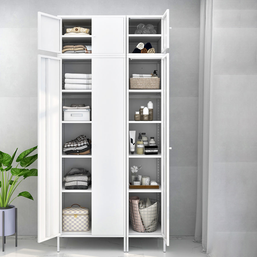 Steel Contemporary Wardrobe Armoire With Legs Hinged Storage Cabinet