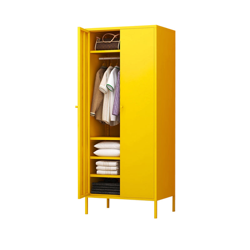 Steel Contemporary Wardrobe Armoire With Legs Hinged Storage Cabinet